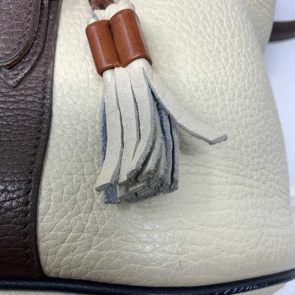 Vintage Dooney & Bourke Teton Cream & Brown Pebbled Leather‎ Backpack Rare USA
